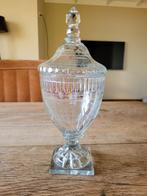 Antiek kristal, snoeppot met deksel en slijpsel,Iers kristal, Ophalen of Verzenden