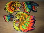 Vintage neon stickers leeuw en panter, Ophalen of Verzenden, Zo goed als nieuw, Dier en Natuur