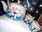 Antieke keramiek/aardewerk theepot met 2 bijpassende kommen., Antiek en Kunst, Antiek | Servies los, Ophalen of Verzenden