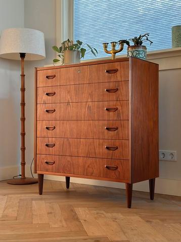 Vintage ladekast teak hout jaren 50/60 Deens Scandinavisch beschikbaar voor biedingen