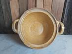 Prachtige grote aardewerken gresalle gres schaal geel-bruin, Verzenden