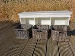Kapstok: haakjes, opbergvakken en bijpassende rieten manden, Huis en Inrichting, Woonaccessoires | Kapstokken, 100 tot 150 cm