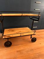 Decoratieve serveerwagen trolley hout zwart metaal., Ophalen, Gebruikt