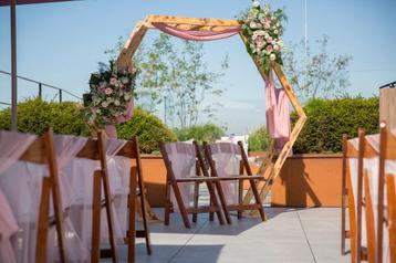 Houten Bruiloft Backdrop - Geometrisch beschikbaar voor biedingen