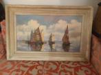 Olieverf schilderij met zeilboten – Enrico Micelli 78x57cm, Antiek en Kunst, Kunst | Schilderijen | Klassiek, Ophalen