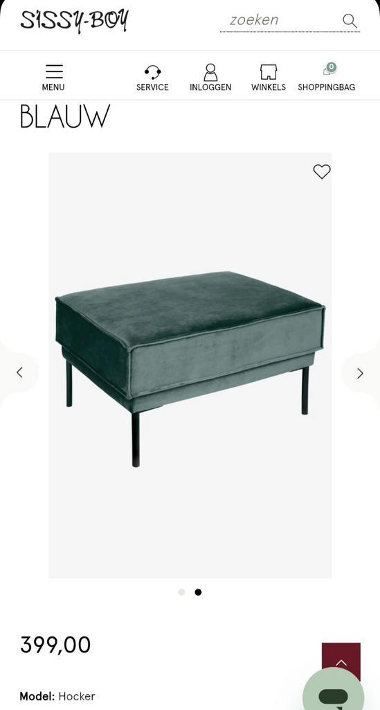 Sissy boy velvet hocker Juke Grijs Blauw The Duchess, Huis en Inrichting, Banken | Voetenbanken en Poefen, Zo goed als nieuw, Rechthoekig