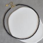 Zwarte dames Ketting Choker facet glas kralen Staal Goud, Verzenden, Nieuw, Zwart, Overige materialen