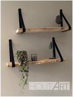 Set leren plankdragers zwart, Huis en Inrichting, Woonaccessoires | Wandplanken en Boekenplanken, Info@hout-art.nl, Nieuw, Ophalen of Verzenden