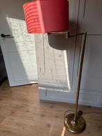 Vintage messing staande lamp, verstelbaar, 143 cm hoog, Metaal, Gebruikt, 100 tot 150 cm, Ophalen of Verzenden