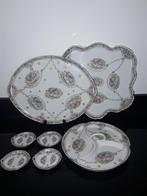 2 Antieke jungerhans dienbladen&serveerstel vol rose roosjes, Antiek en Kunst, Verzenden