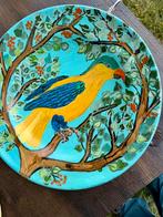 Prachtig groot bord met vogel "Dei wildschut" teab, Antiek en Kunst, Ophalen of Verzenden