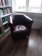 Stevige clubfauteuil, Ophalen, Minder dan 75 cm, Leer, Zo goed als nieuw