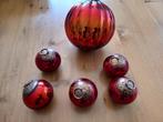 Vintage Duitse rode glazen kerstballen, Diversen, Kerst, Ophalen of Verzenden, Zo goed als nieuw