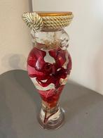 Glazen vaas met rode roos decoratief, Ophalen, Nieuw, Glas, Minder dan 50 cm