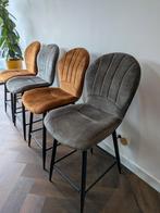 Vier hoge eetkamer stoelen, barstoel - cognac en groen, Huis en Inrichting, Barkrukken, 4 krukken, Ophalen, Zo goed als nieuw
