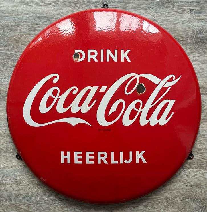 Coca Cola Emaille Bord - 57cm, Verzamelen, Merken en Reclamevoorwerpen, Gebruikt, Reclamebord, Ophalen of Verzenden