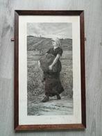 Willem Steelink - Vrouw op het veld - October - 1885, Antiek en Kunst, Ophalen of Verzenden