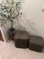 2x nieuwe poef met opbergruimte boucle bruin, Ophalen, Zo goed als nieuw, Stof, Minder dan 50 cm