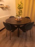Ronde eettafel zwart 130 cm diameter HUUS, Ophalen, Zo goed als nieuw, Vier personen, Rechthoekig