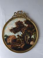 Schilderij Landschap in Koperen Lijst, Ophalen of Verzenden