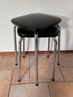 Vintage Krukjes met Skai & Chroom (Set van 2), Gebruikt, Twee, Zwart, Ophalen of Verzenden