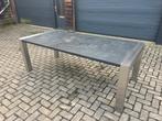 RVS tuintafel, natuursteen, 220x100, dik blad, eettafel, Tuin en Terras, Ophalen, Gebruikt, Rechthoekig, Rvs