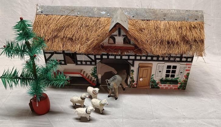 Oude Speelboerderij Kerst Decoratie, Antiek en Kunst, Antiek | Speelgoed, Ophalen of Verzenden