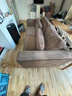 Mooie gestoffeerde Rib bank met Hocker, Huis en Inrichting, Banken | Sofa's en Chaises Longues, Ophalen, Gebruikt, Stof