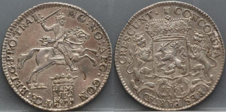Mooie 1/2 zilveren rijder 1761 - 1/2 dukaton 1761 Utrecht, Postzegels en Munten, Munten | Nederland, Losse munt, Overige waardes