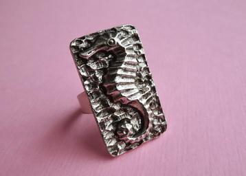 jwg Grote vintage 60s Zeepaardje ring zilver klr modernist beschikbaar voor biedingen