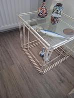 60er jaren mimiset tafeltjes , draadstaal wit., Antiek en Kunst, Ophalen of Verzenden