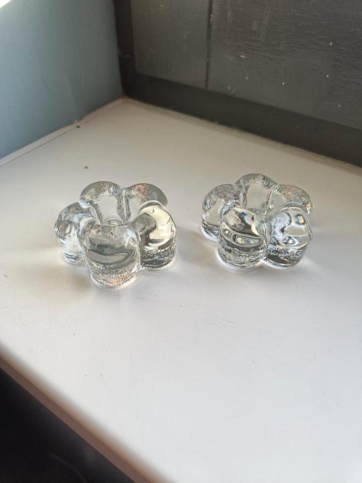 orrefors bloem kandelaren scandinavisch zweeds, Huis en Inrichting, Woonaccessoires | Kandelaars en Kaarsen, Zo goed als nieuw