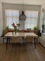 Prachtige unieke mango houten visgraat eettafel, Huis en Inrichting, 100 tot 150 cm, Ophalen of Verzenden, Zo goed als nieuw, 150 tot 200 cm