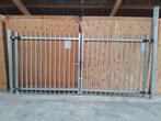 Dubbele spijlenpoort doorlopend 420 x 200 cm, Ophalen, Met poort, Gebruikt, Spijlenhekwerk