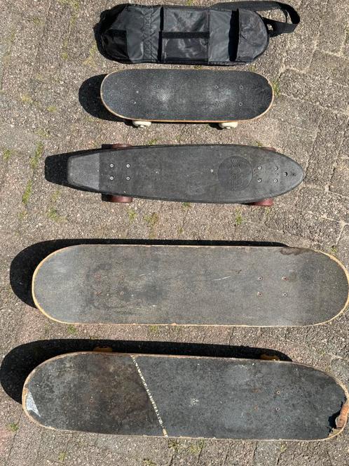 Diverse skateboards en longboard–mogen weg voor een prikkie!, Sport en Fitness, Skateboarden, Gebruikt, Skateboard, Ophalen