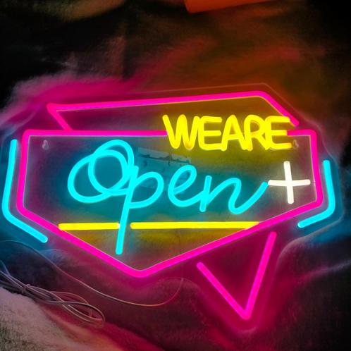 Neon LED verlichting 'We are Open' dimbare schakelaar, Verzamelen, Merken en Reclamevoorwerpen, Nieuw, Lichtbak of (neon) lamp