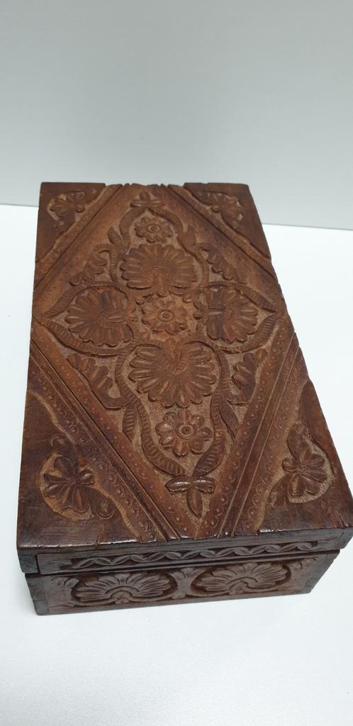 2241) vintage houten doos bewerkt, Ophalen of Verzenden, Minder dan 180 cm, Balken