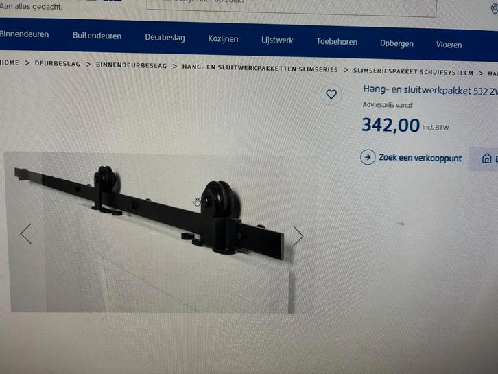 Schuifdeursysteem compleet, Doe-het-zelf en Verbouw, Hang- en Sluitwerk, Nieuw, Ophalen of Verzenden