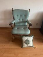 Eiken stoel met groene bekleding, Huis en Inrichting, Fauteuils, Ophalen, Gebruikt, 50 tot 75 cm, Hout