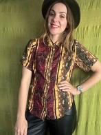 Vintage blouse / shirt - print  - 36/38 S/M, Kleding | Dames, Vintage, Ophalen of Verzenden, Gedragen, Maat 36 (S)