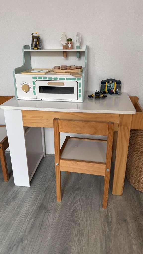 Kave Home Bureau Serwa Wit Dennenhout, Huis en Inrichting, Tafels | Sidetables, Zo goed als nieuw, 25 tot 50 cm, 50 tot 100 cm