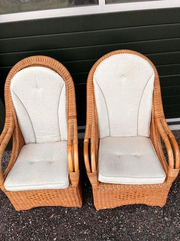 2 Rotan Fauteuils met Kussens beschikbaar voor biedingen