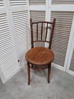 Houten stoel met ronde zitting, Huis en Inrichting, Stoelen, Gebruikt, Bruin, Vintage, Ophalen of Verzenden