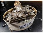 Blik vol verzilverde theelepeltjes lepeltjes/vorkjes 90/100, Antiek en Kunst, Antiek | Goud en Zilver, Ophalen, Zilver