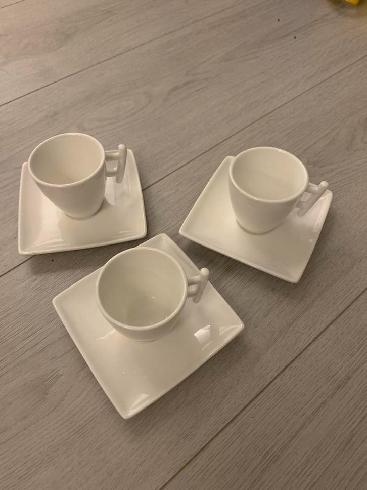 Espresso Kopjes Set - 3 Stuks, Huis en Inrichting, Keuken | Servies, Zo goed als nieuw, Kop(pen) en/of Schotel(s), Effen, Porselein