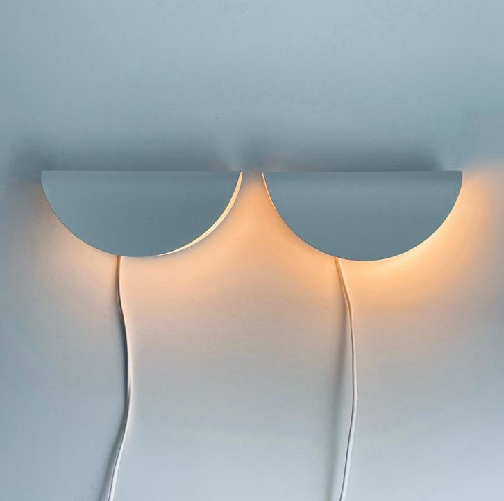 2 vintage Deens Design WANDLAMPEN wit Nordlux MidCentury MCM, Huis en Inrichting, Lampen | Wandlampen, Gebruikt, Metaal, Ophalen of Verzenden