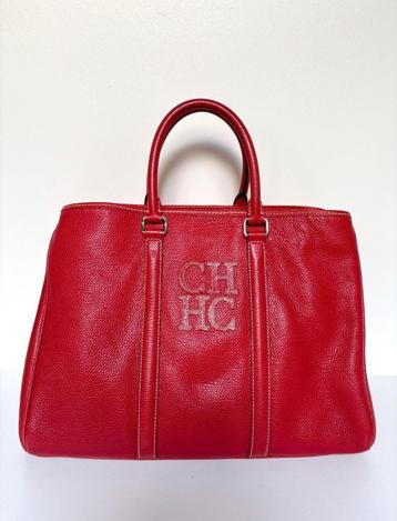 CAROLINA HERRERA Rood leren hand tas bag beschikbaar voor biedingen
