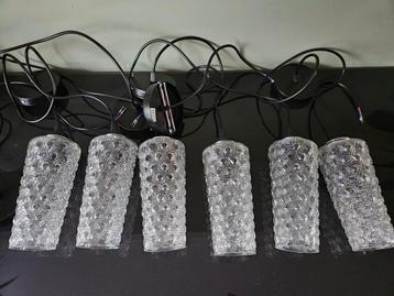 Vintage glazen hanglamp - set van 6 beschikbaar voor biedingen