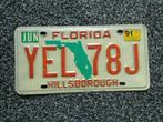 Kentekenplaat licenseplate Florida Hillsborough No. 1 USA, Verzenden, Gebruikt, Auto's