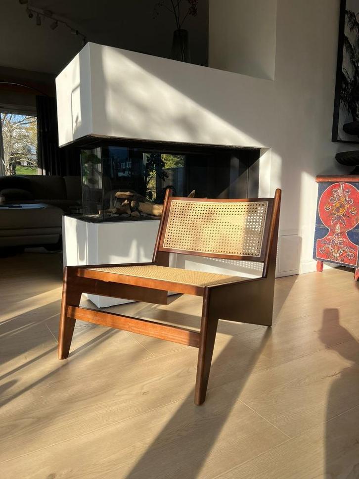 kangaroo stoel - Jeanneret - hou en rotan - OUTLET, Huis en Inrichting, Stoelen, Nieuw, Eén, Hout, Riet of Rotan, Bruin, Ophalen of Verzenden